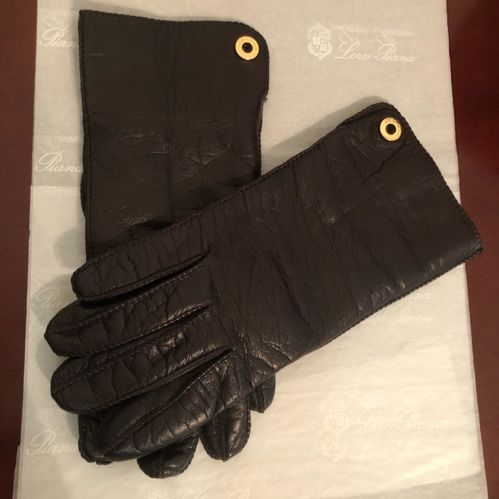 Loro Piana Black Leather Gloves